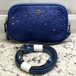 Coach Sadie with Rivets Double Zip Crossbody Bag Clutch EUC